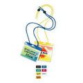 Large Horizontal Color-Coded Vinyl Badge Holders with Cord